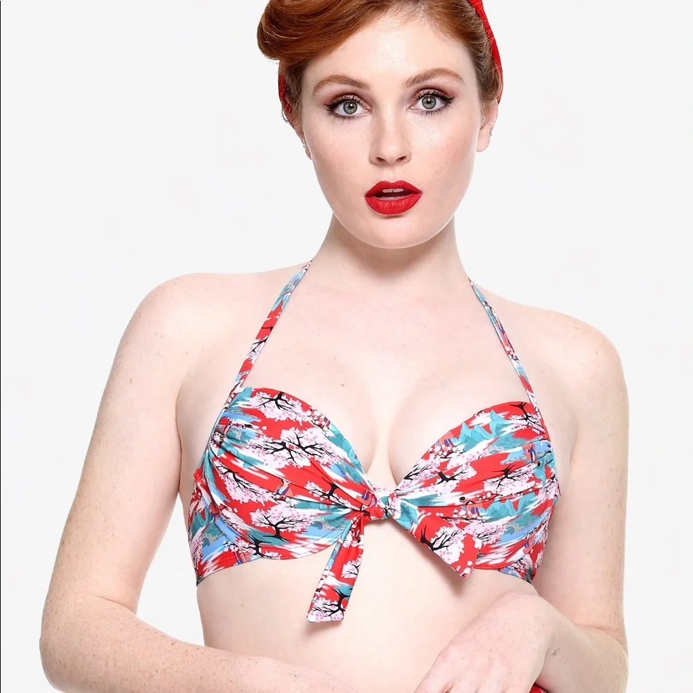 NWT Disney: Rare 🔥 Extra Small Mulan Red Bikini Tie Up Halter Top